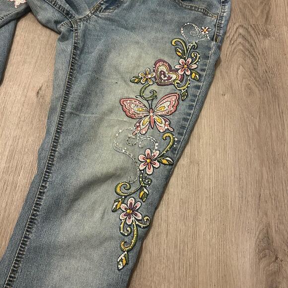 Angels y2k embroidered bedazzled butterfly jeans - Picture 2 of 7